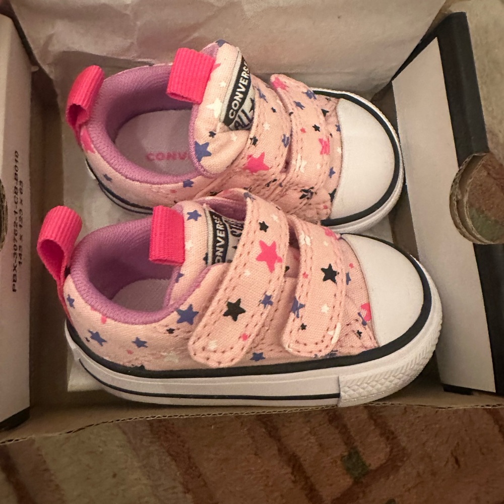 Brand New Converse Kids' Pink and Blue Star Sneakers - Picture 3 of 7